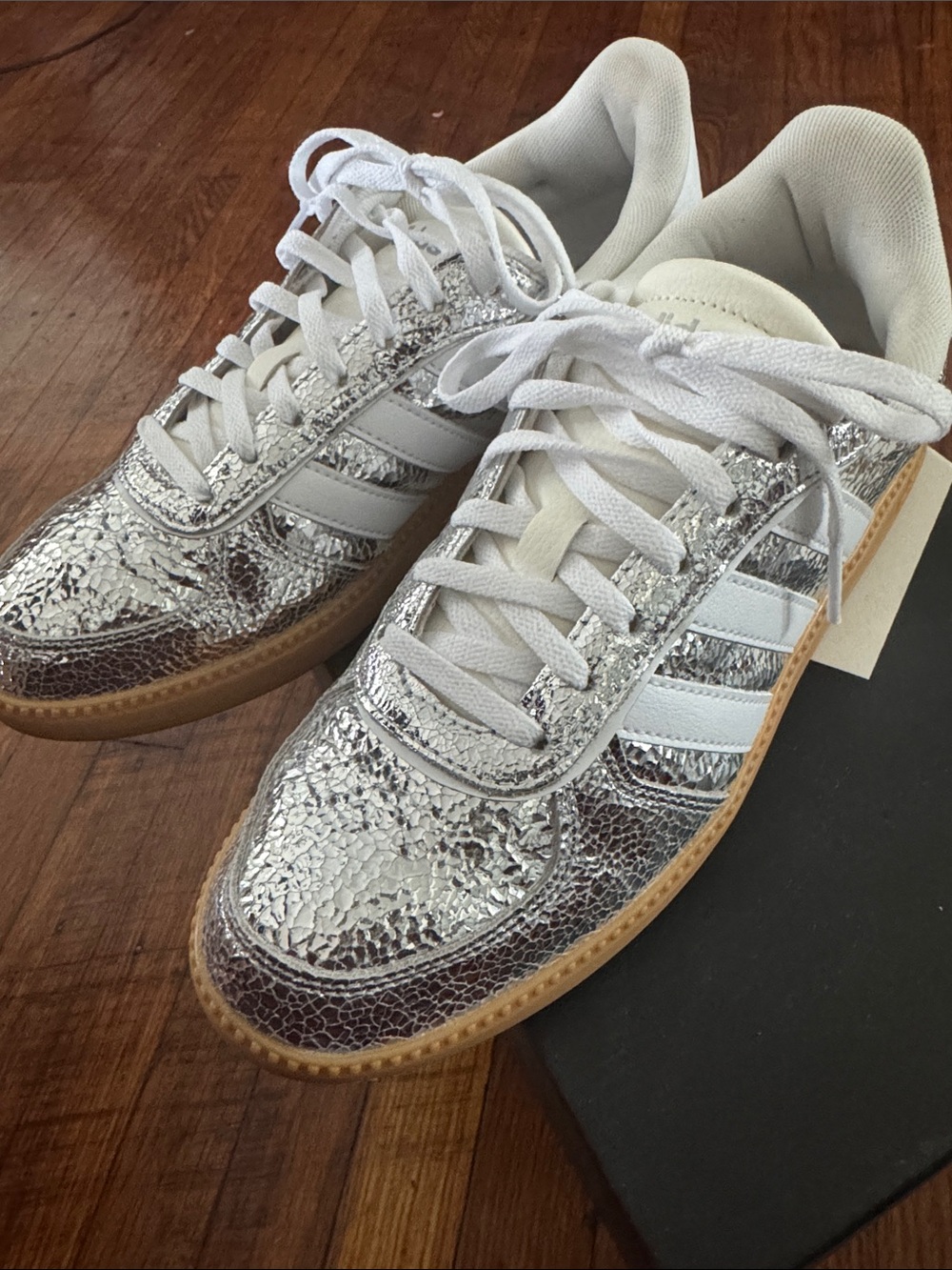 Adidas Women's Silver Metallic Gazelle Sneakers - Picture 2 of 4